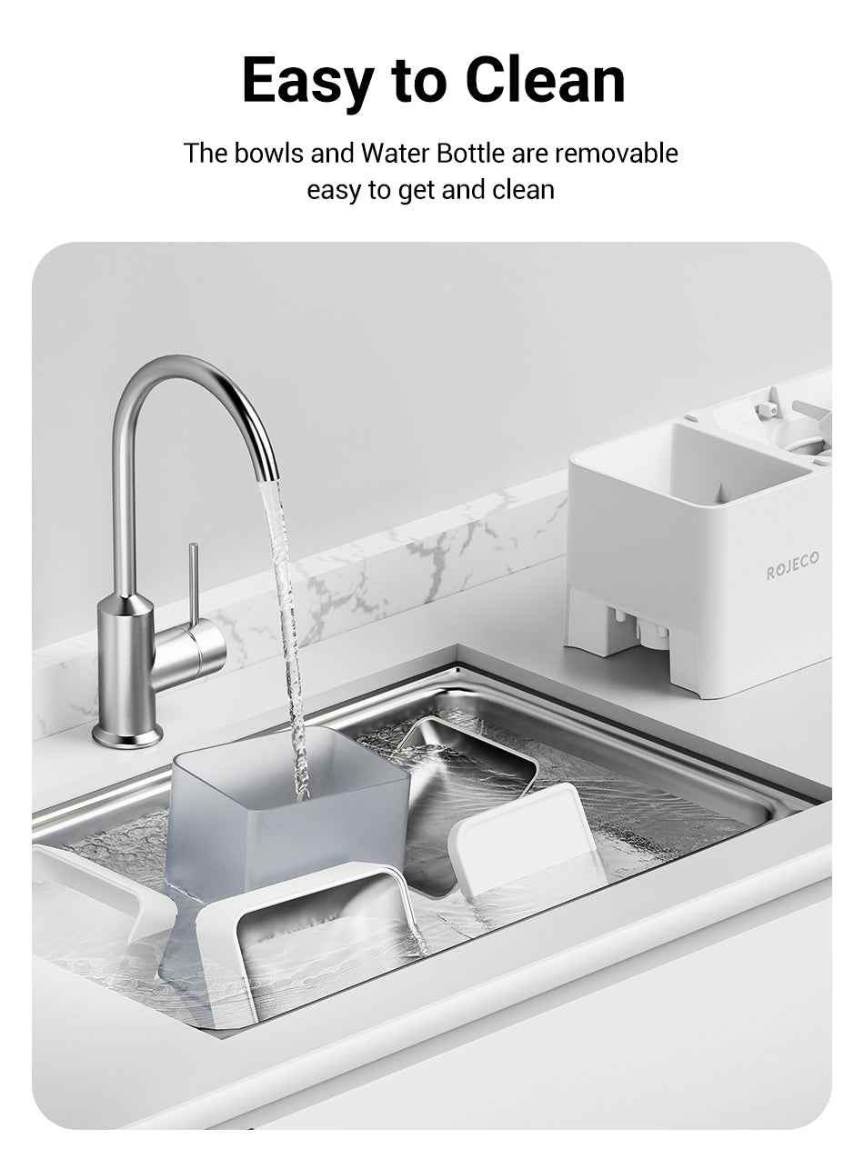ROJECO 2‑in‑1 Feeder & Fountain